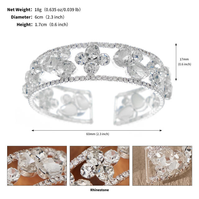 Luxury diamond elastic cuff bangle for wedding bridal