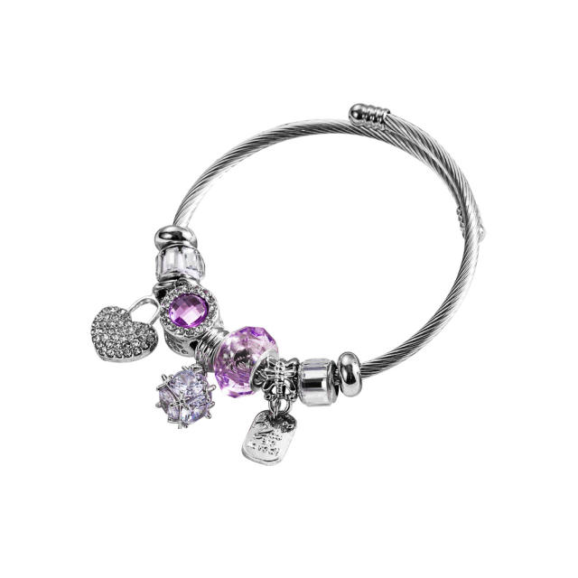Classic diamond diy charm bangle bracelet
