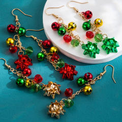 Christmas green red color bell dangle earrings for women