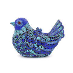 Luxury pave setting colorful rhinestone bird design evening bag cluth bag