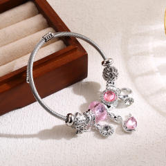 Classic pandora design crystal bead bangle charm bracelet