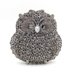 Luxury colorful rhinestone pave setting owl design clutch evening bag