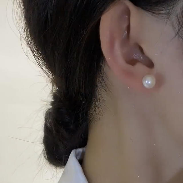 925 needle delicate diamond chain tassel pearl jacket earrings