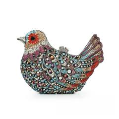 Luxury pave setting colorful rhinestone bird design evening bag cluth bag