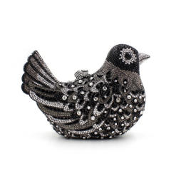 Luxury pave setting colorful rhinestone bird design evening bag cluth bag