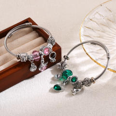 Classic pandora design crystal bead bangle charm bracelet