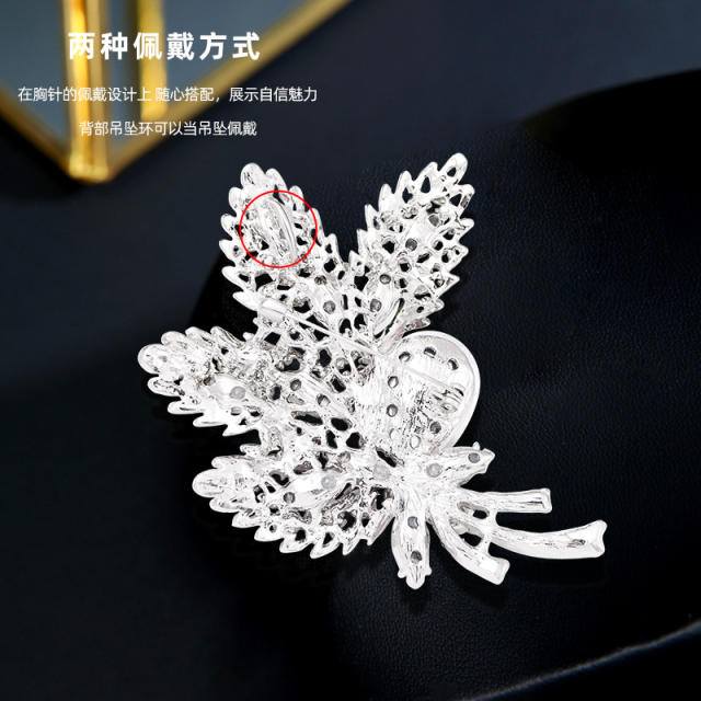 Luxury colorful glass crystal statement bouquet brooch
