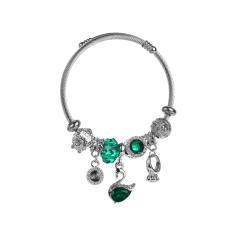 Classic pandora design crystal bead bangle charm bracelet
