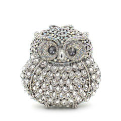 Luxury colorful rhinestone pave setting owl design clutch evening bag