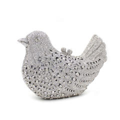 Luxury pave setting colorful rhinestone bird design evening bag cluth bag