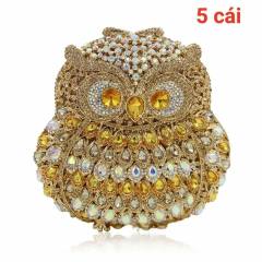 Luxury colorful rhinestone pave setting owl design clutch evening bag