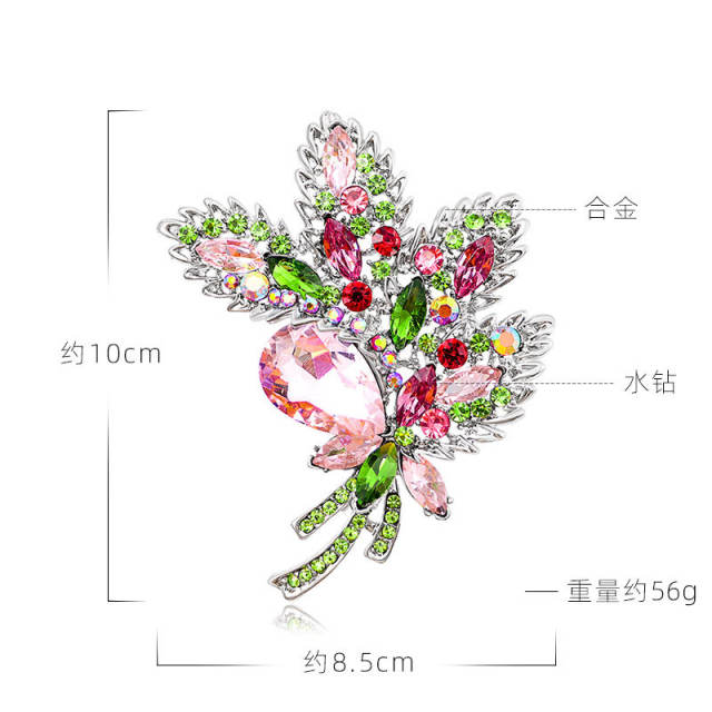 Luxury colorful glass crystal statement bouquet brooch