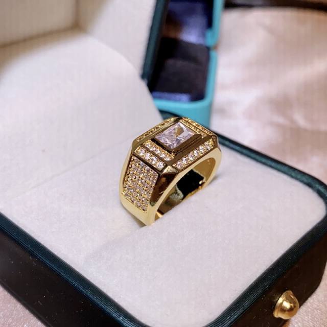 Luxury cubic zircon pave setting finger rings for men