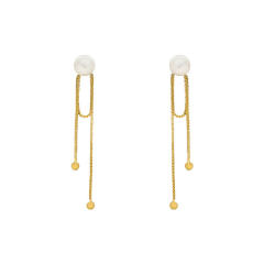 Chic pearl bead chain tassel women earrings