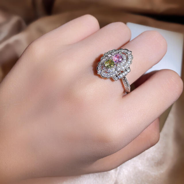 Luxury pave setting cubic zircon statement wedding engagement rings