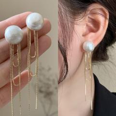 Chic pearl bead chain tassel women earrings
