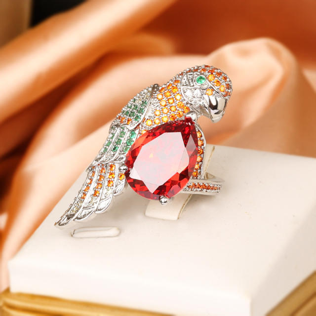 Personality animal series parrot statement rings
