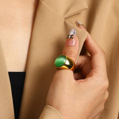 18KG chunky colorful opal stone statement stainless steel rings