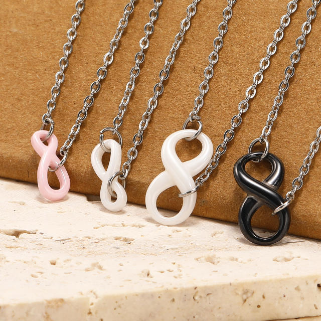 Personality ceramics infinity pendant stainless steel necklace couple necklace