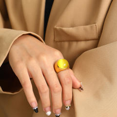 18KG chunky colorful opal stone statement stainless steel rings