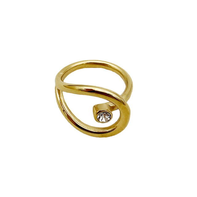 Concise unique geometric design stainless steel rings
