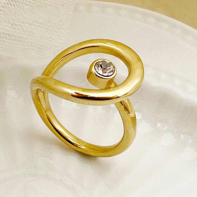 Concise unique geometric design stainless steel rings