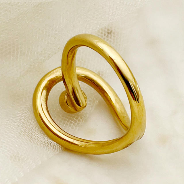 Concise unique geometric design stainless steel rings