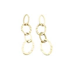 14KG geometric oval shape hollow out stainless steel dangle earrings
