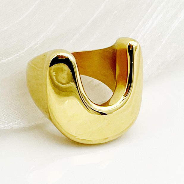 Purple U shape chunky stainless steel finger rings