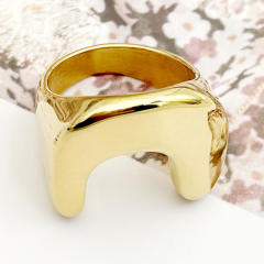 Purple U shape chunky stainless steel finger rings