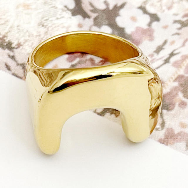 Purple U shape chunky stainless steel finger rings