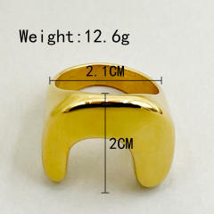 Purple U shape chunky stainless steel finger rings