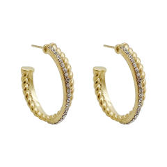 Easy match diamond open hoop stainless steel earrings