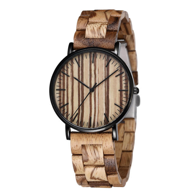 Elegant casual wooden strap watches for men women gift