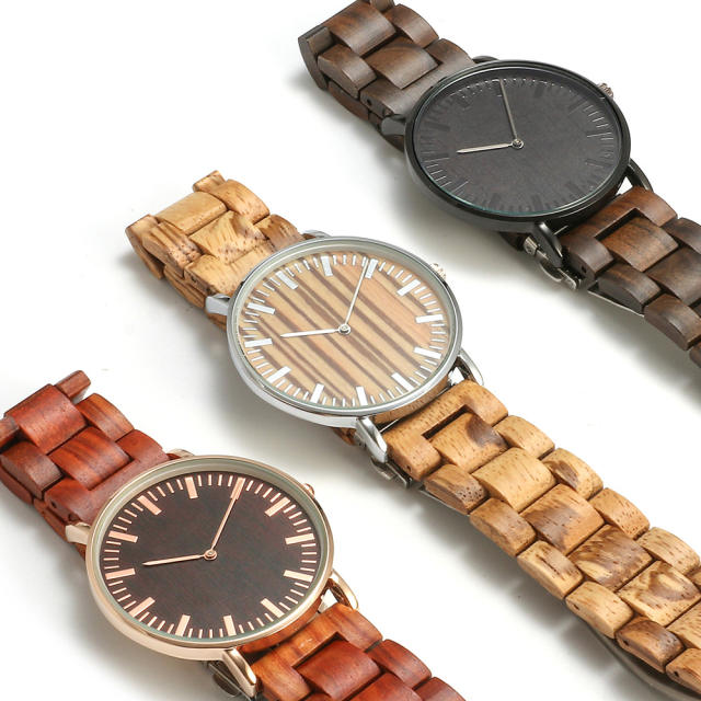 Elegant casual wooden strap watches for men women gift