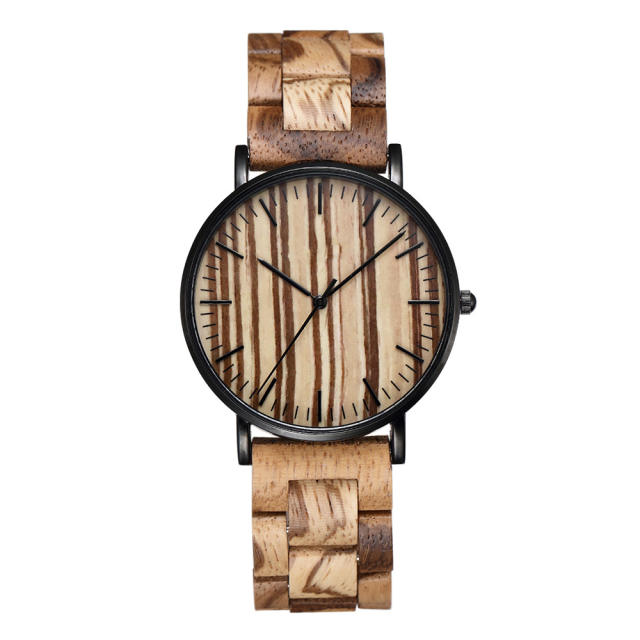Elegant casual wooden strap watches for men women gift