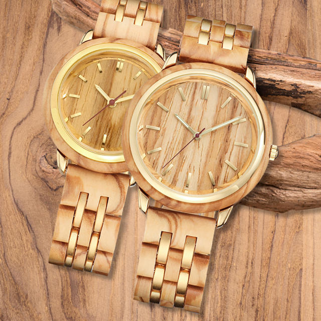 Hot sale wooden material couples quartz watch