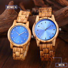 Elegant wooden material couples quartz watch