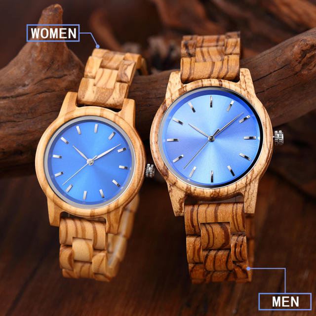 Elegant wooden material couples quartz watch