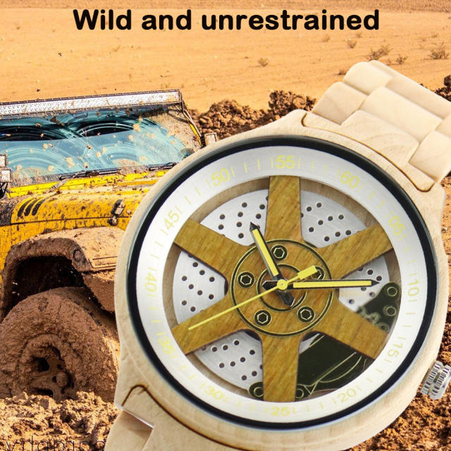 Creative wheel hub design personality wooden watch for men women gift