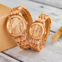 Hot sale wooden material couples quartz watch