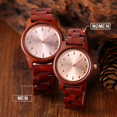 Elegant wooden material couples quartz watch