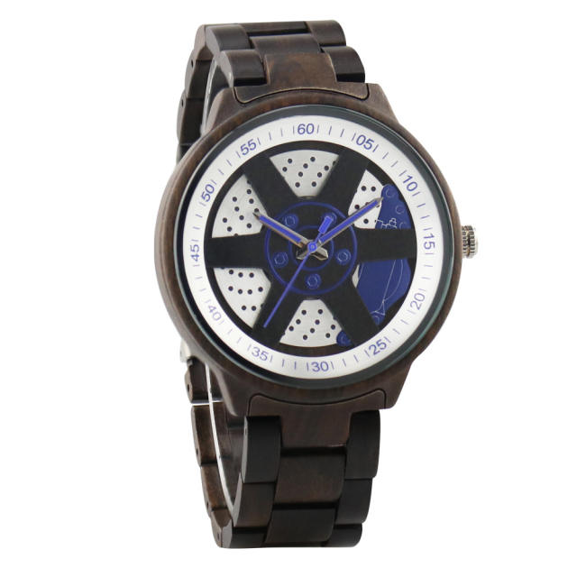 Creative wheel hub design personality wooden watch for men women gift