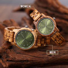 Elegant wooden material couples quartz watch