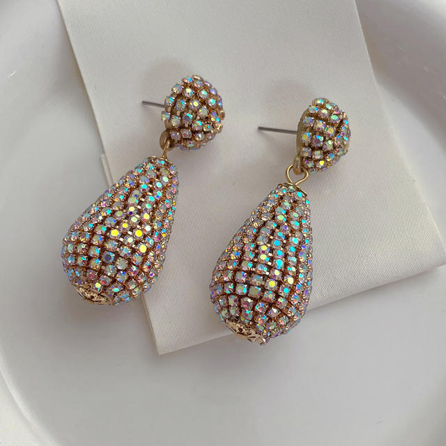 Luxury AB rhinestone pave setting drop earrings