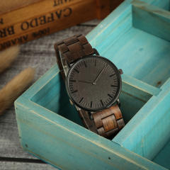 Elegant casual wooden strap watches for men women gift