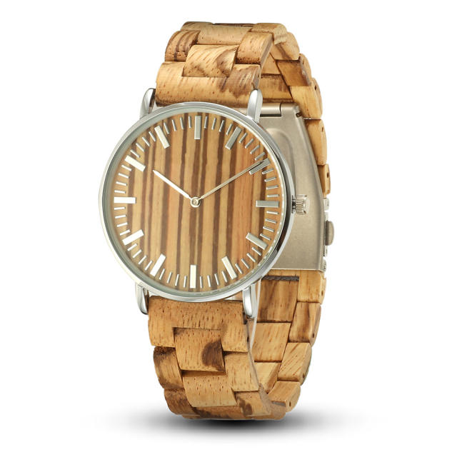 Elegant casual wooden strap watches for men women gift