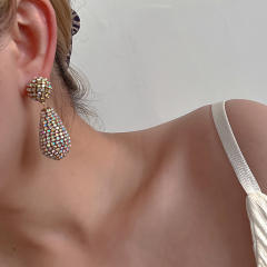 Luxury AB rhinestone pave setting drop earrings