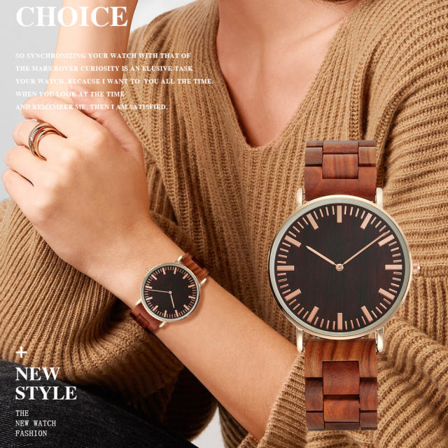 Elegant casual wooden strap watches for men women gift