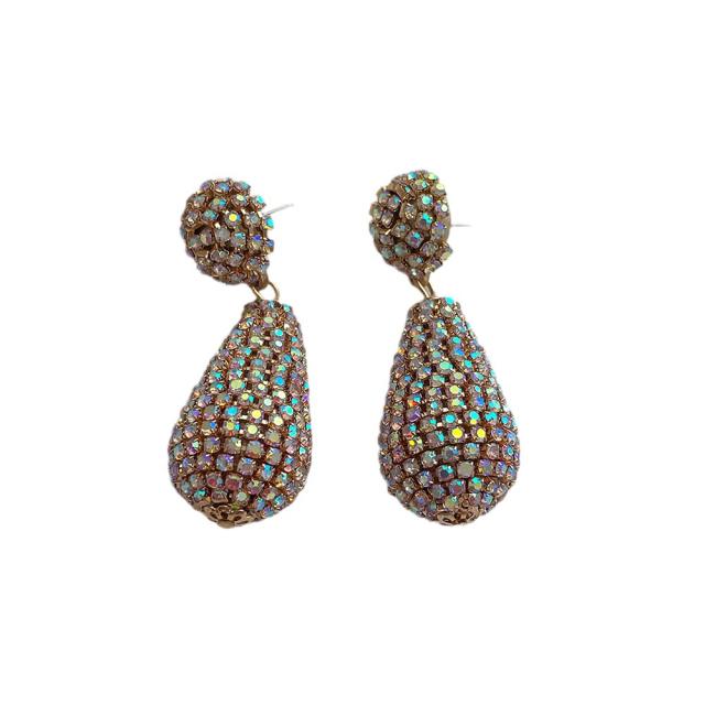 Luxury AB rhinestone pave setting drop earrings